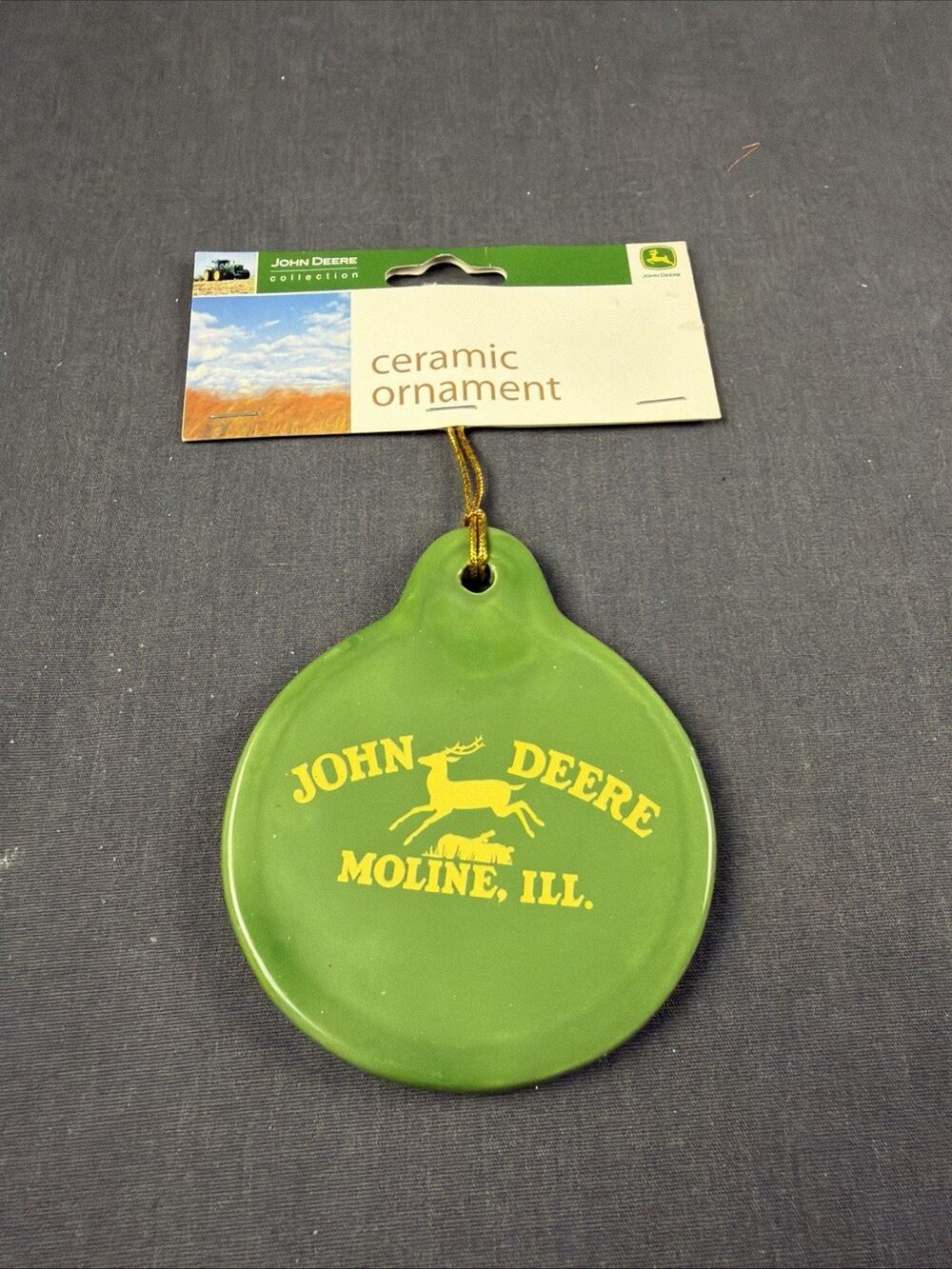 John Deere Christmas Ornament Green Porcelain New